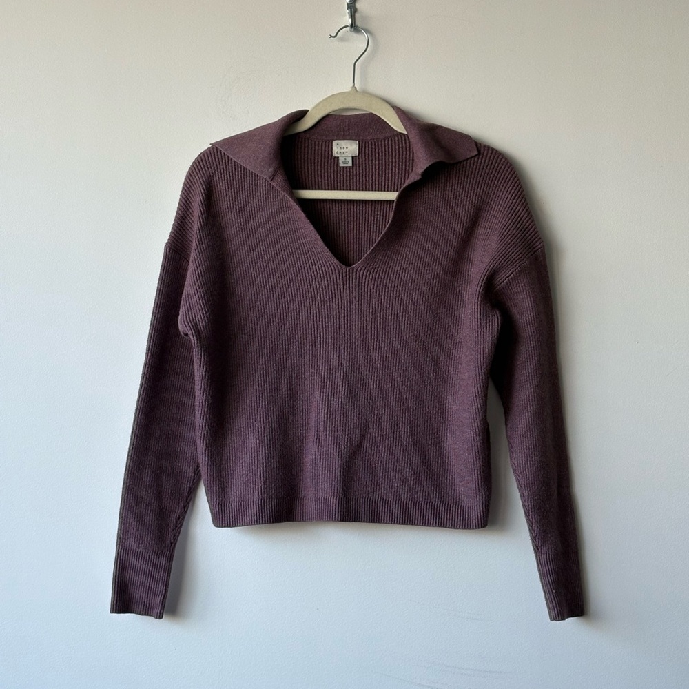 A New Day Purple V-Neck Cropped Sweater